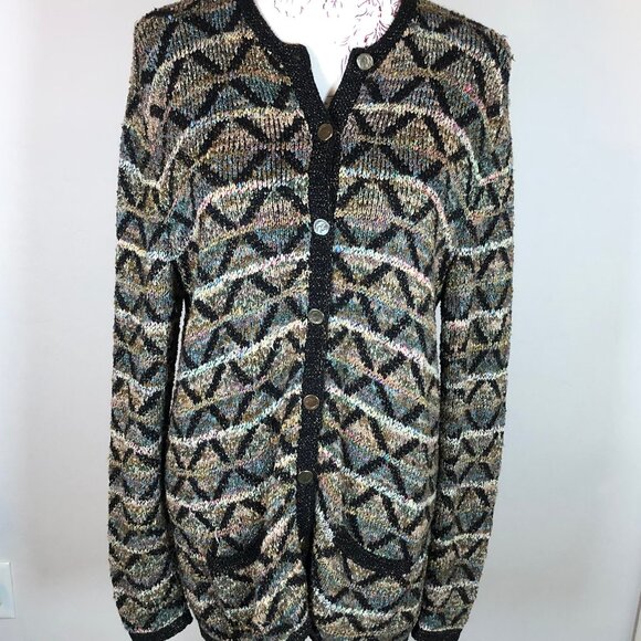 ✨ Rare C. Priva Vintage Metallic Knit Cardigan – Constantine Coin Buttons - Picture 4 of 13